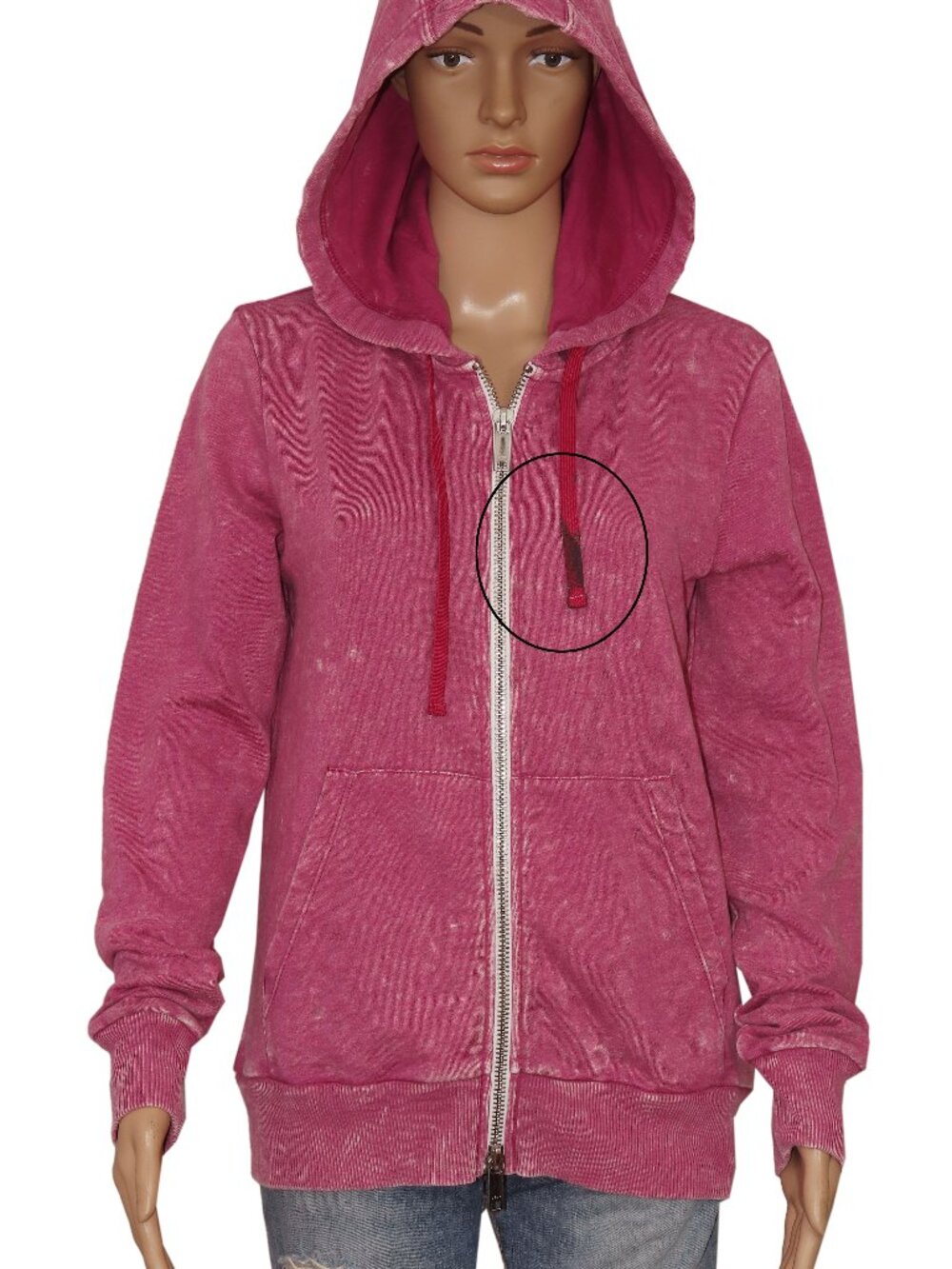 DKNY Tie Dye Pattern Long Sleeve Zipper Front Ribbed Magenta Hoodie Jacket S